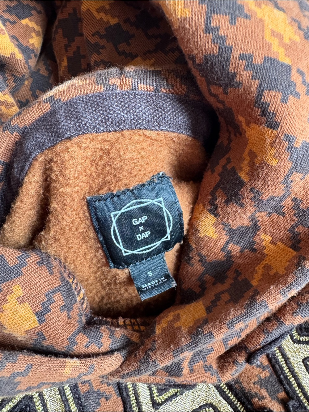 DAP x GAP Harlem Orange Houndstooth Hoodie - Picture 2 of 2